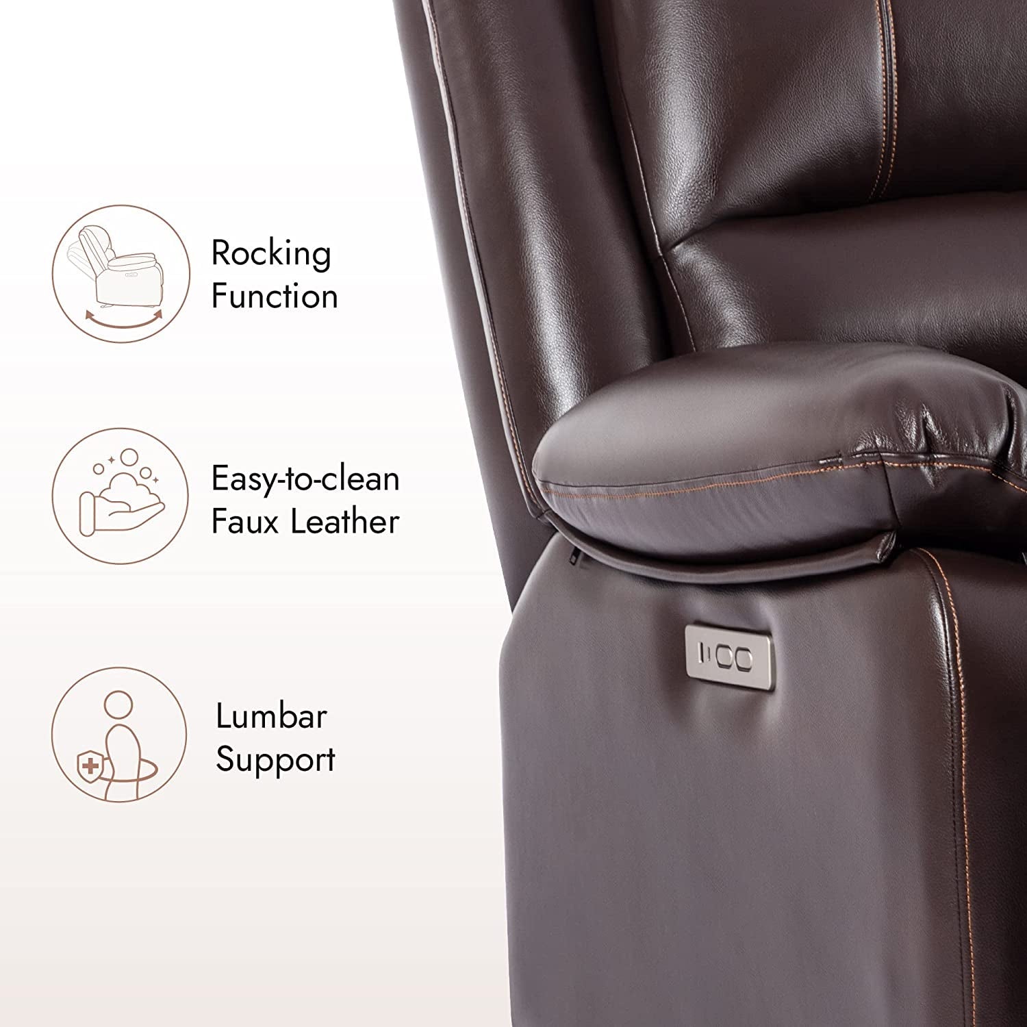 Faux Leather Electric Glider Recliner Chair With Power