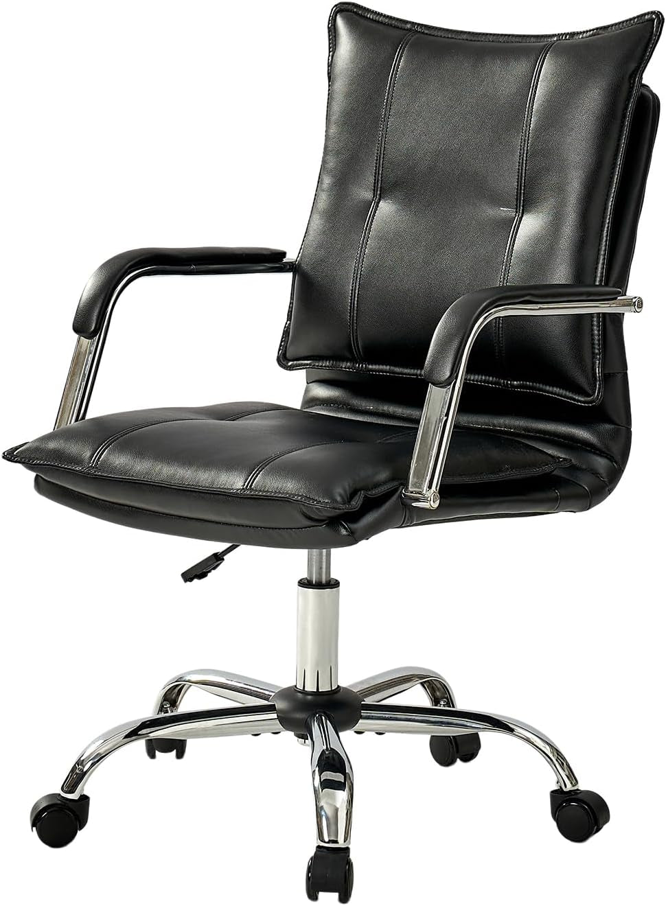 Faux Leather Home Office Desk Chair Adjustable Swivel Black