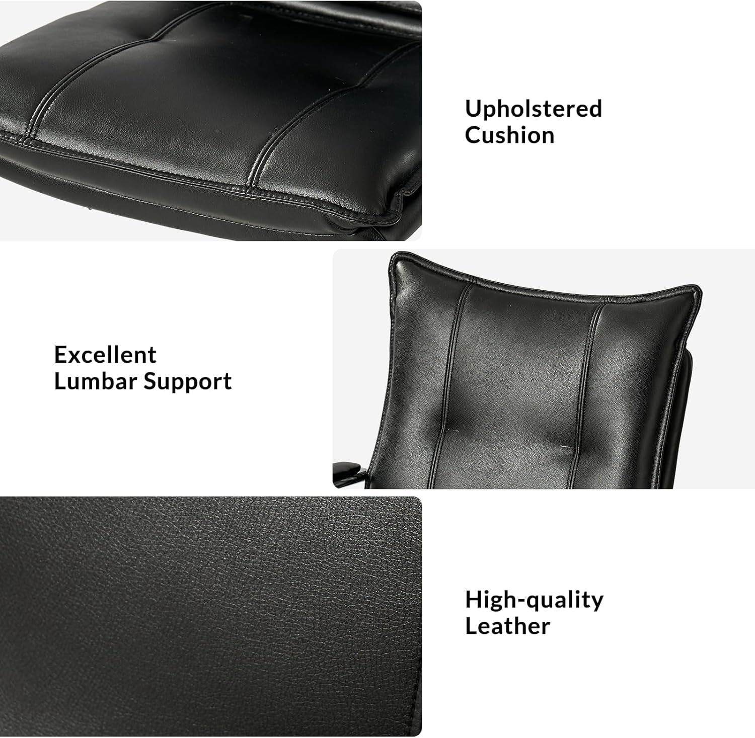Faux Leather Home Office Desk Chair Adjustable Swivel Black