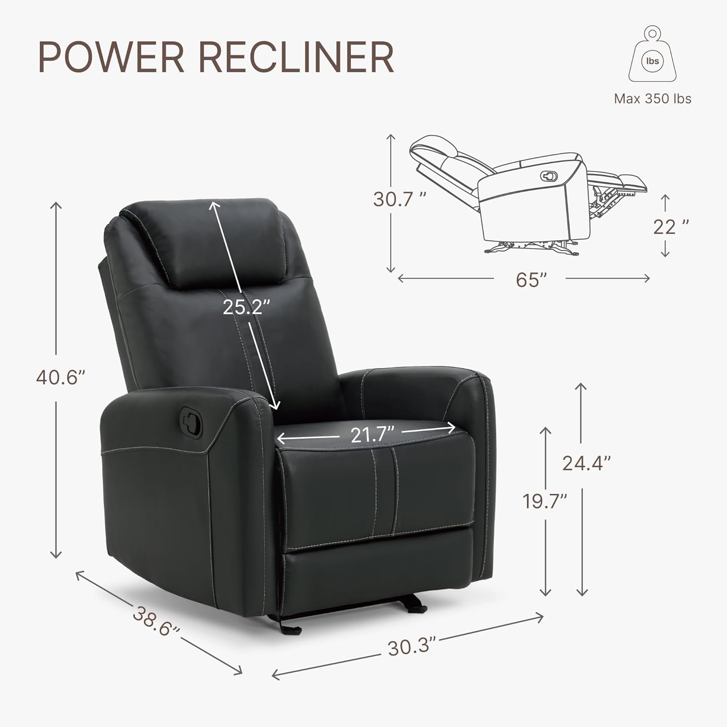 Faux Leather Recliner Chair With Manual Recline And Rocking