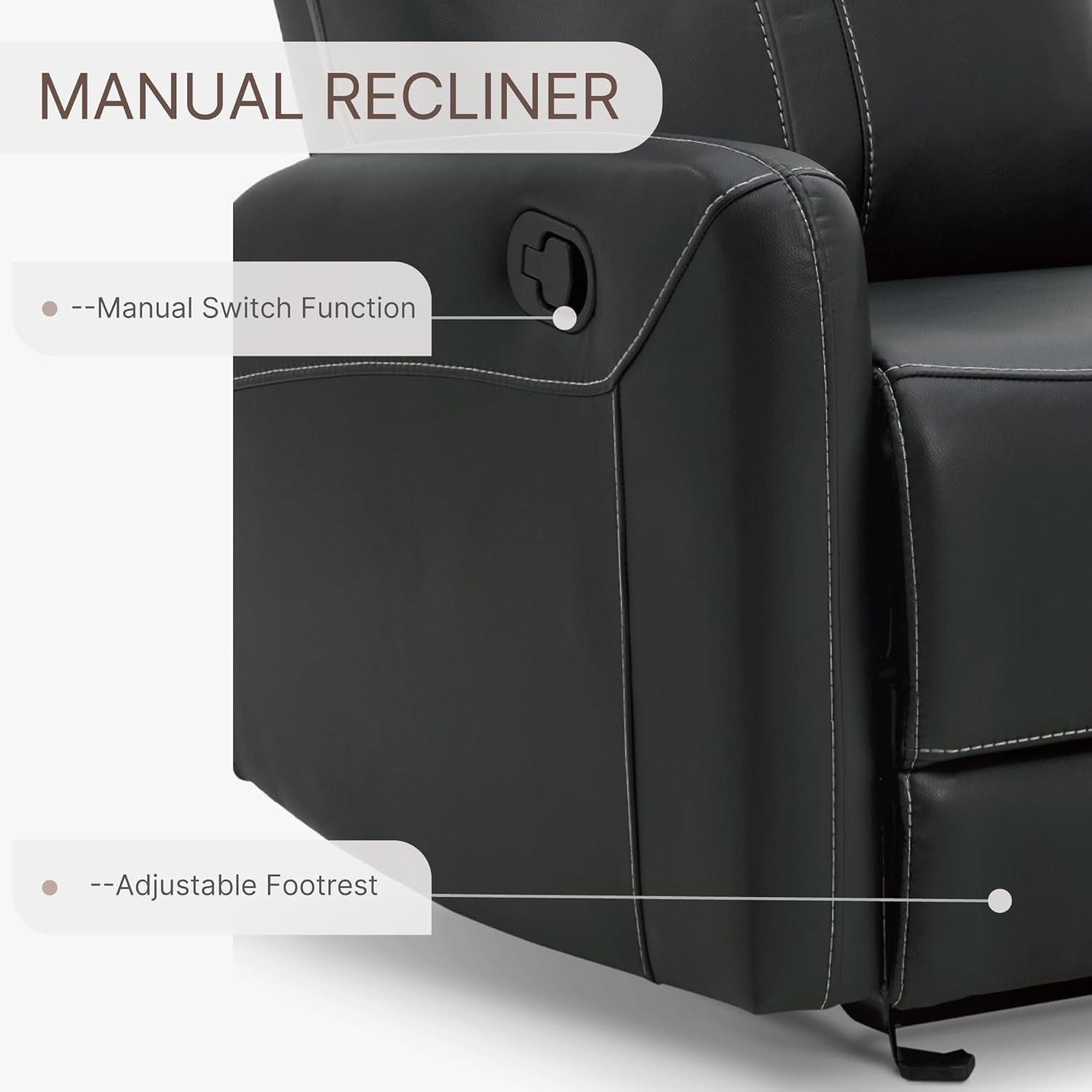 Faux Leather Recliner Chair With Manual Recline And Rocking