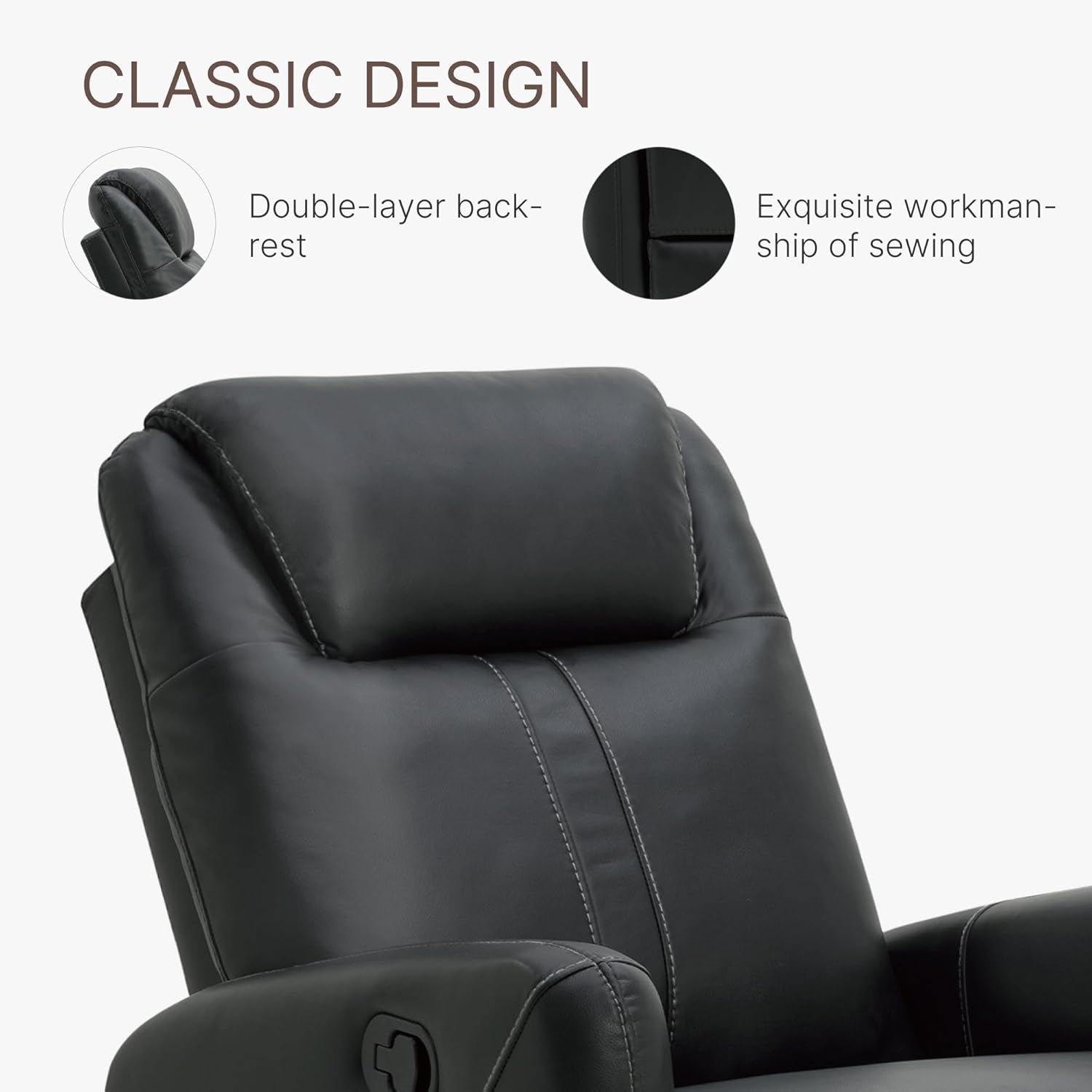 Faux Leather Recliner Chair With Manual Recline And Rocking
