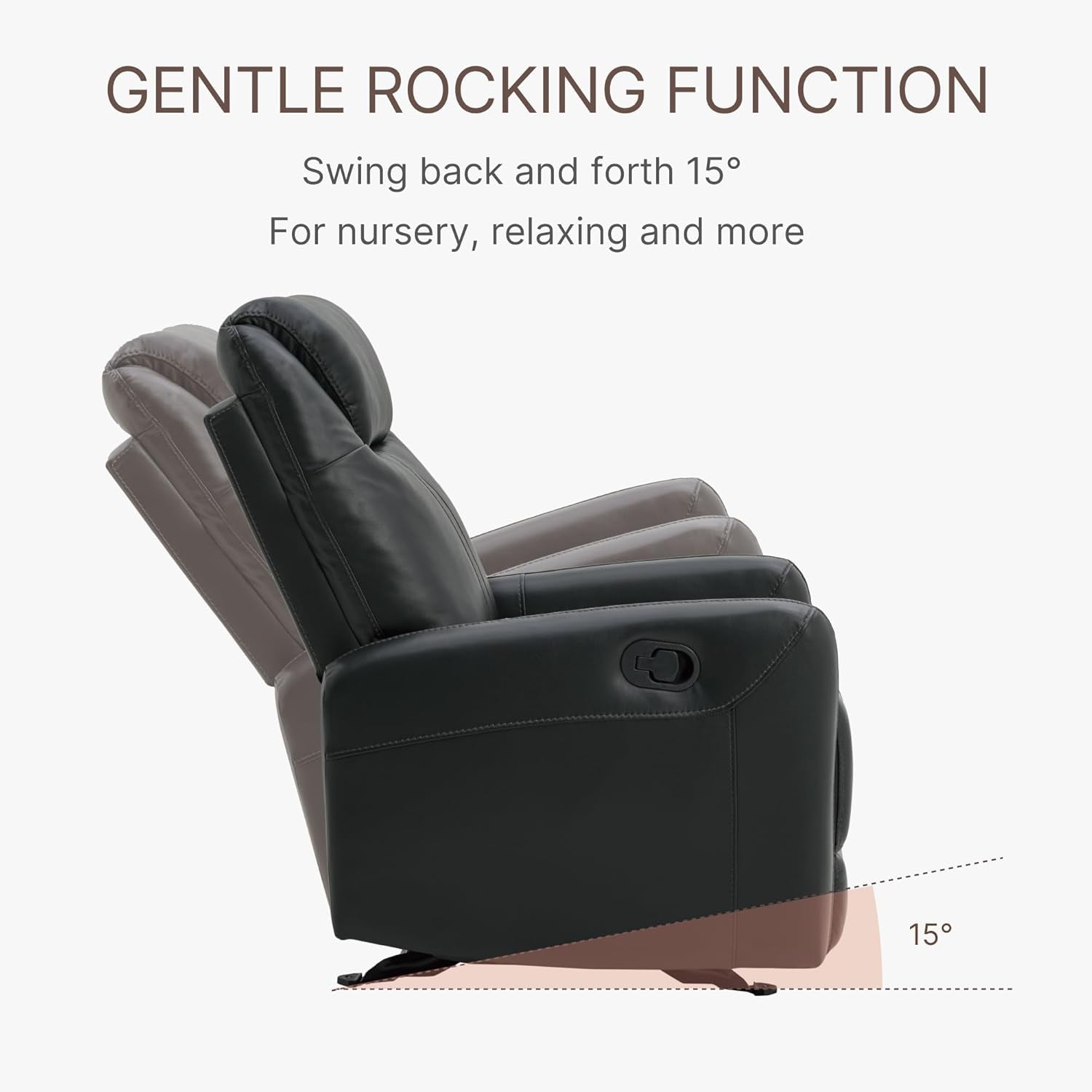 Faux Leather Recliner Chair With Manual Recline And Rocking