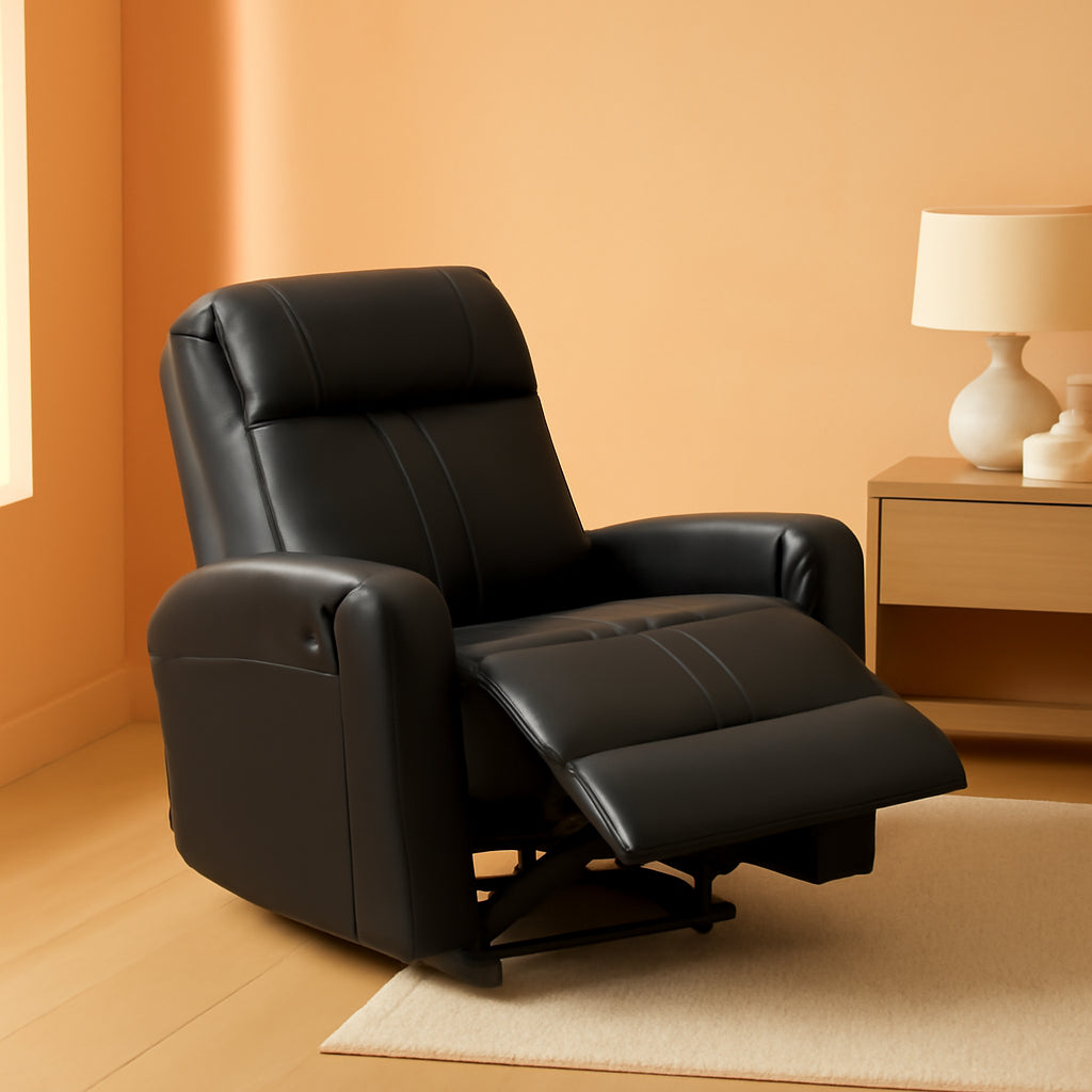 Faux Leather Recliner Chair With Manual Recline And Rocking