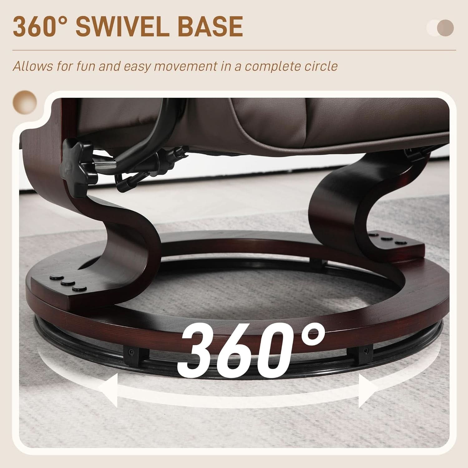 Faux Leather Reclining Chair With Ottoman Brown High Back