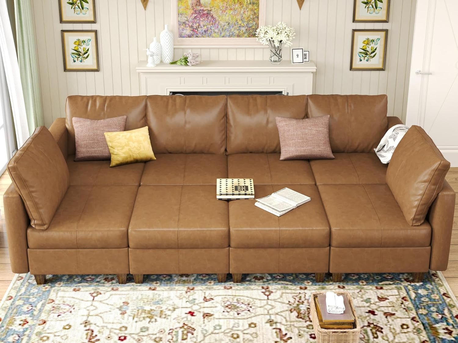 Faux Leather Sectional Sofa Bed With Storage Convenience