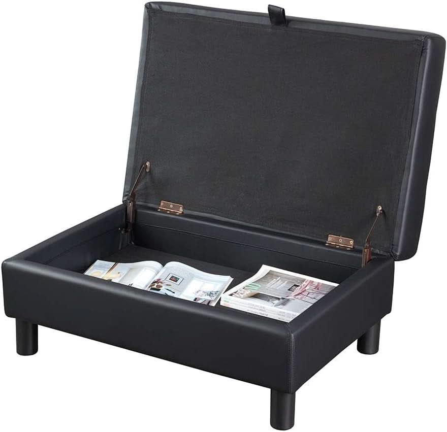 Faux Leather Sectional Sofa With Chaise Black For Living