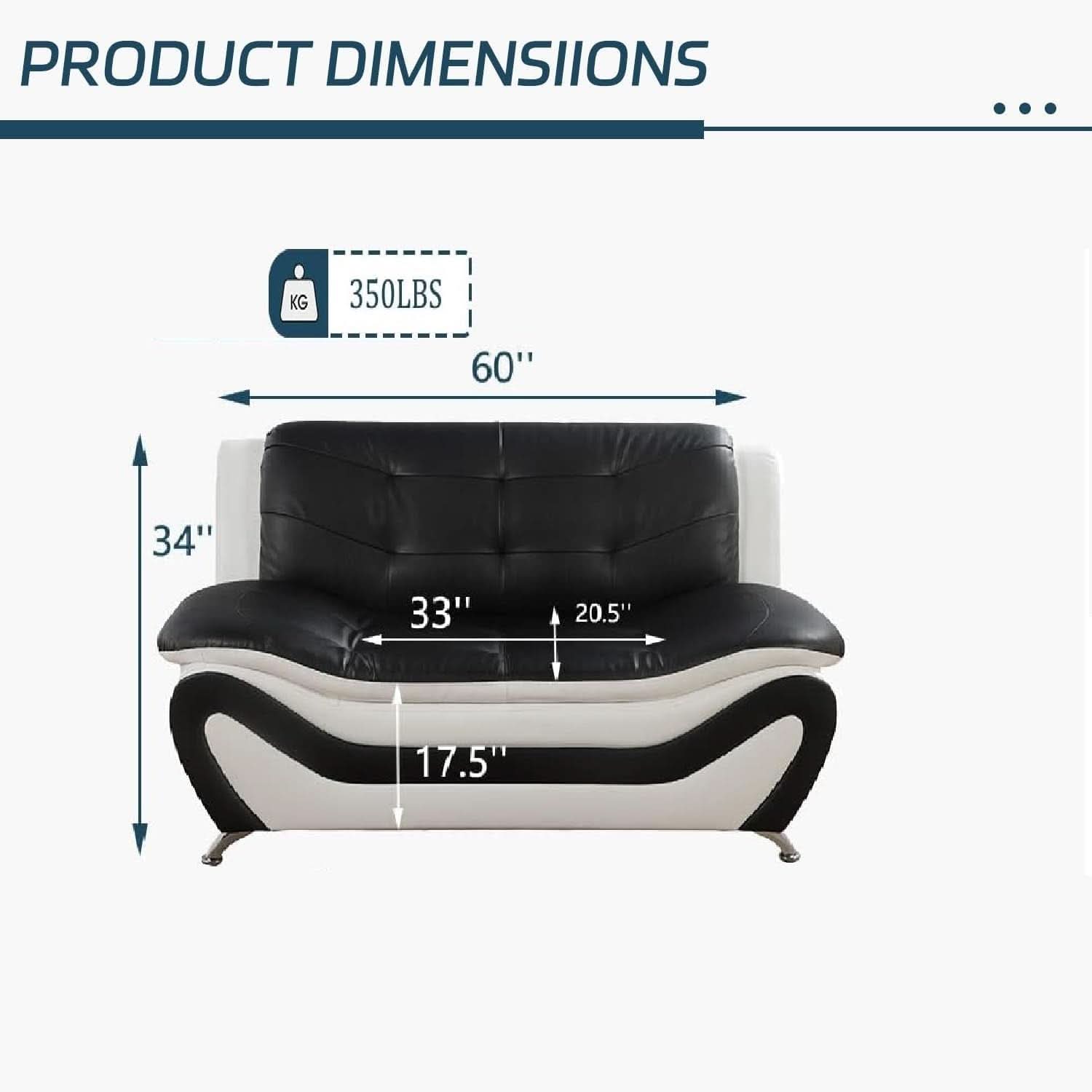 Faux Leather Sofa Set White And Black Loveseat Living Room