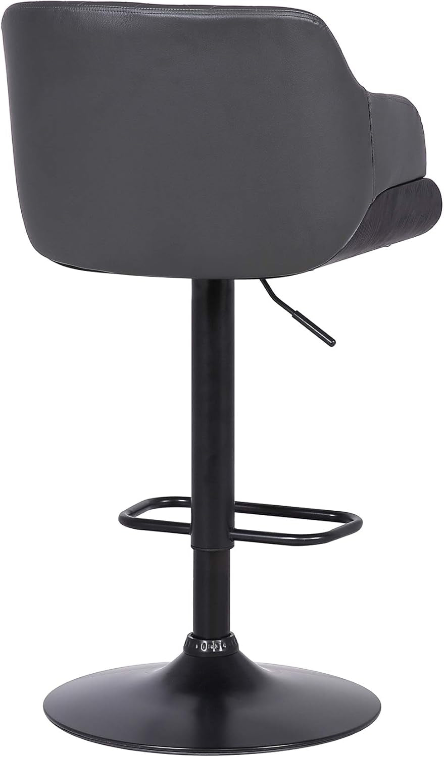 Faux Leather Swivel Bar Stool Adjustable Gray Black