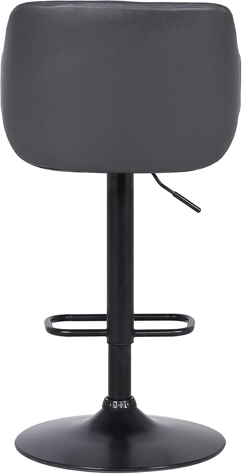 Faux Leather Swivel Bar Stool Adjustable Gray Black