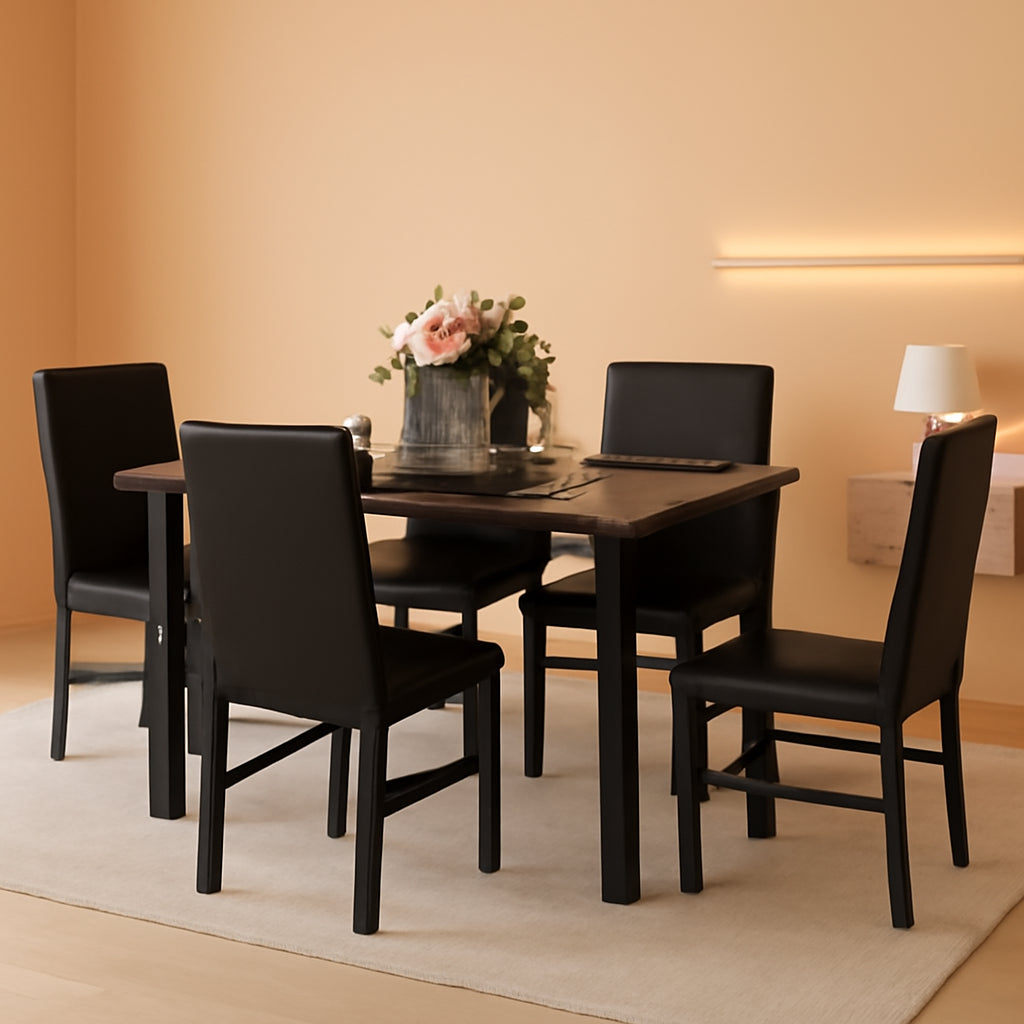 Faux Marble Dining Set For Small Spaces Black Finish