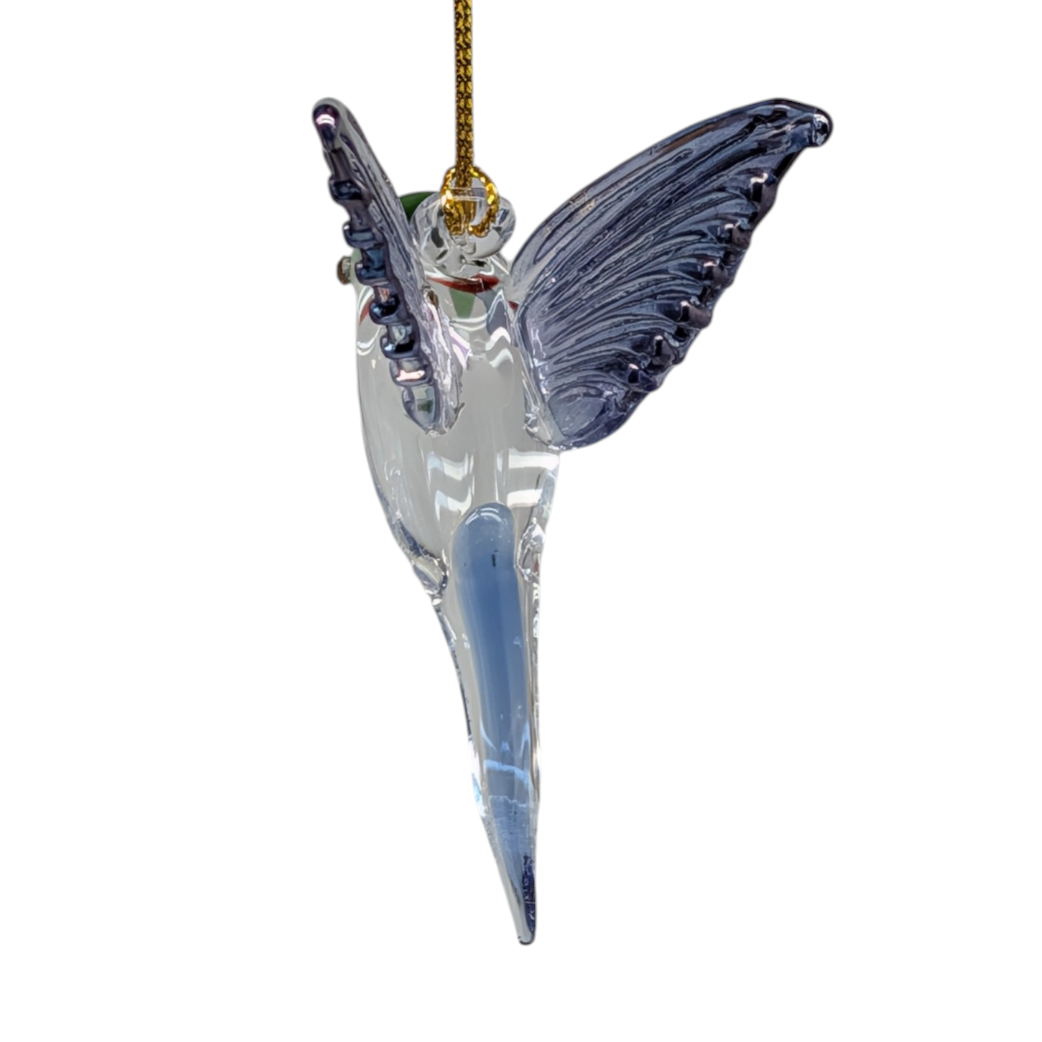 Feeding Hummingbird - Midsummer Blue - Egyptian Glass Ornament