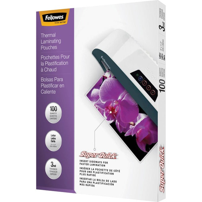 Fellowes Glossy SuperQuick Pouches - Letter, 3 mil, 100 pack 5245801