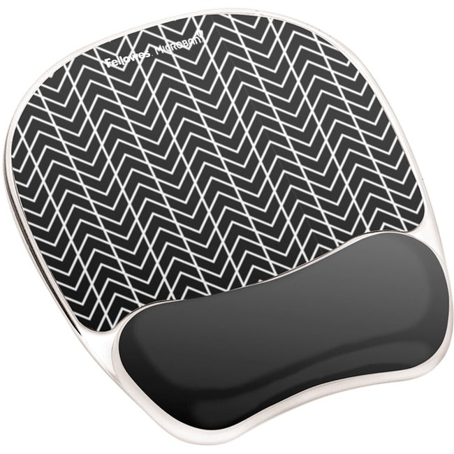 Fellowes Photo Gel Mouse Pad Wrist Rest with Microban&reg; - Black Chevron 9549901