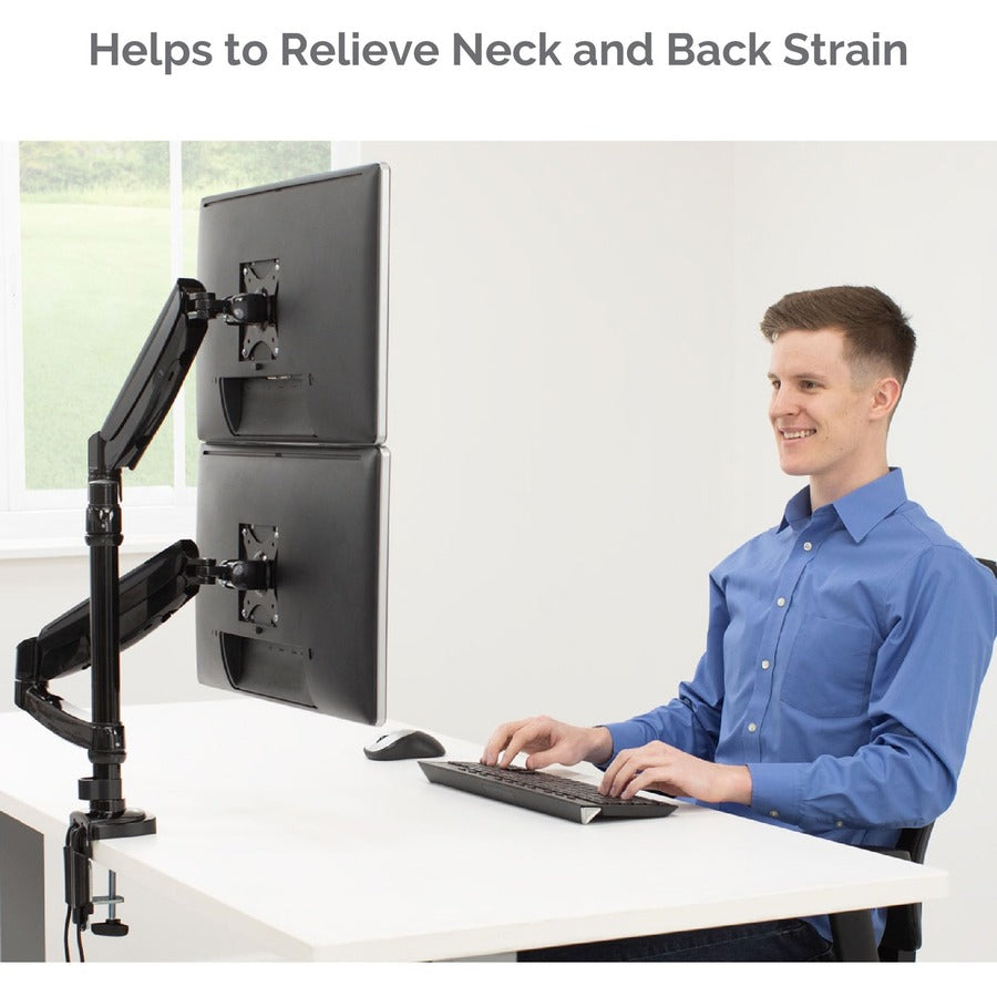Fellowes Platinum Series High Quality Dual and Dual Stacking Monitor Arm for 27 Inch(stacking) and 32 Inch(side by side) Monitors, Full Motion, 360&deg; Rotation, VESA Mount with Grommet or Clamp, USB Ports, Ergonomic, Black 8043401
