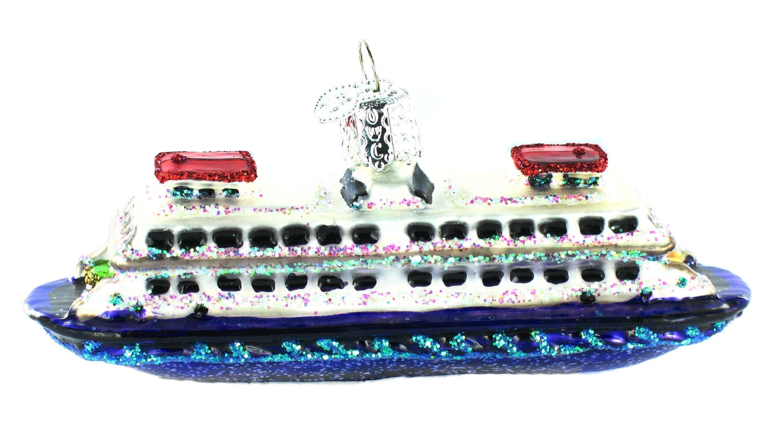 Ferry Boat Glass Ornament