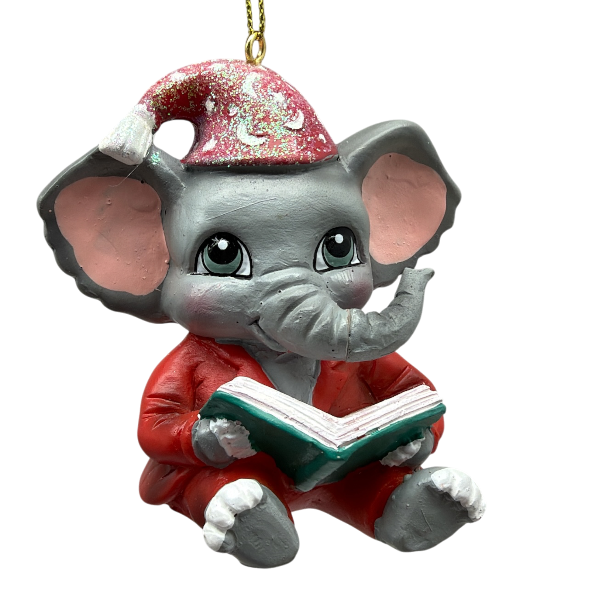Festive Jungle Elephant Pajama Ornament