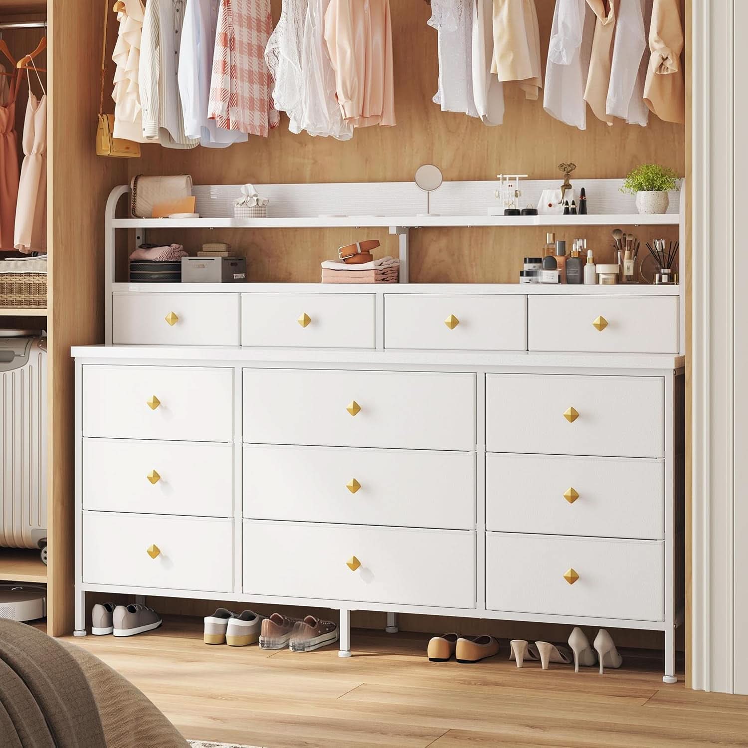 Fifty One Point Two Inch White Dresser For Bedroom Storage