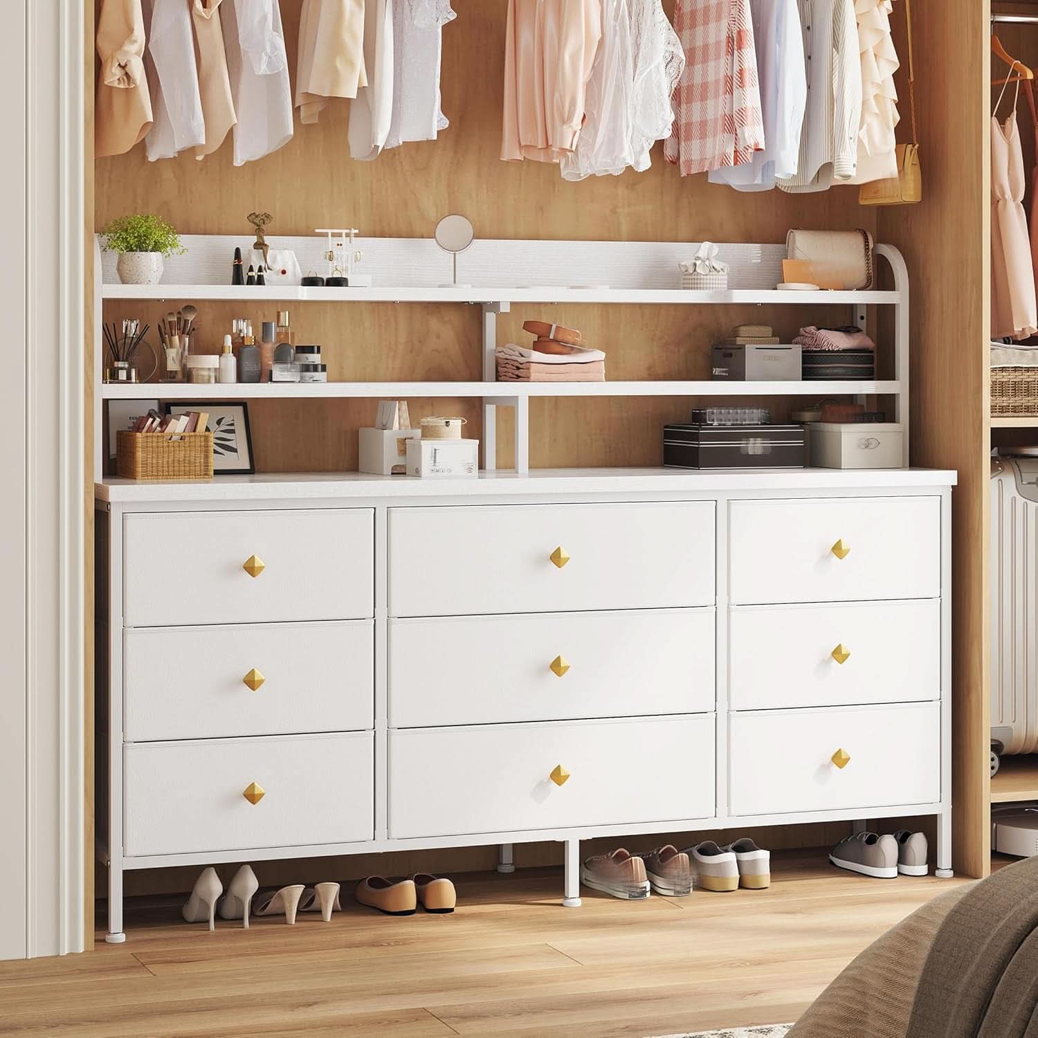 Fifty One Point Two Inch White Dresser For Bedroom Storage