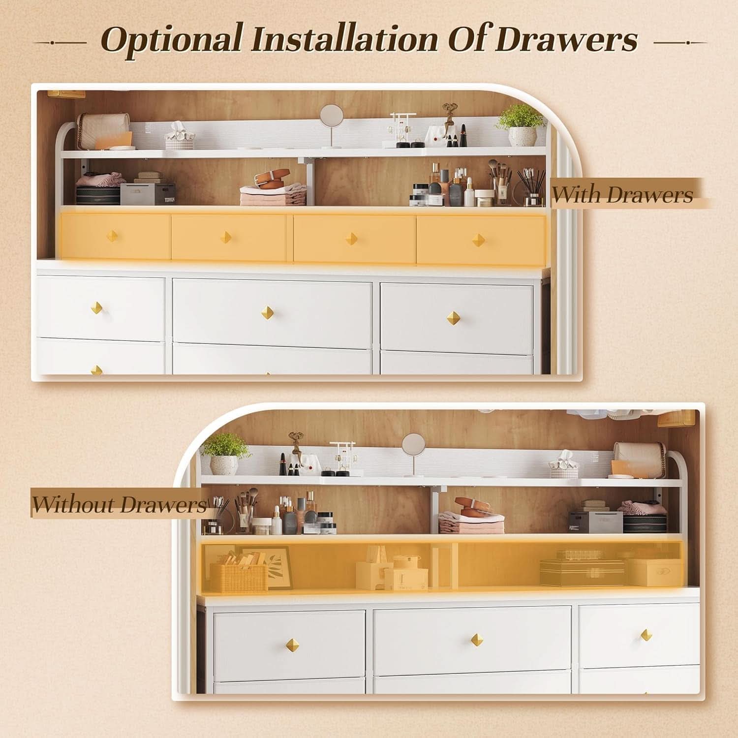 Fifty One Point Two Inch White Dresser For Bedroom Storage