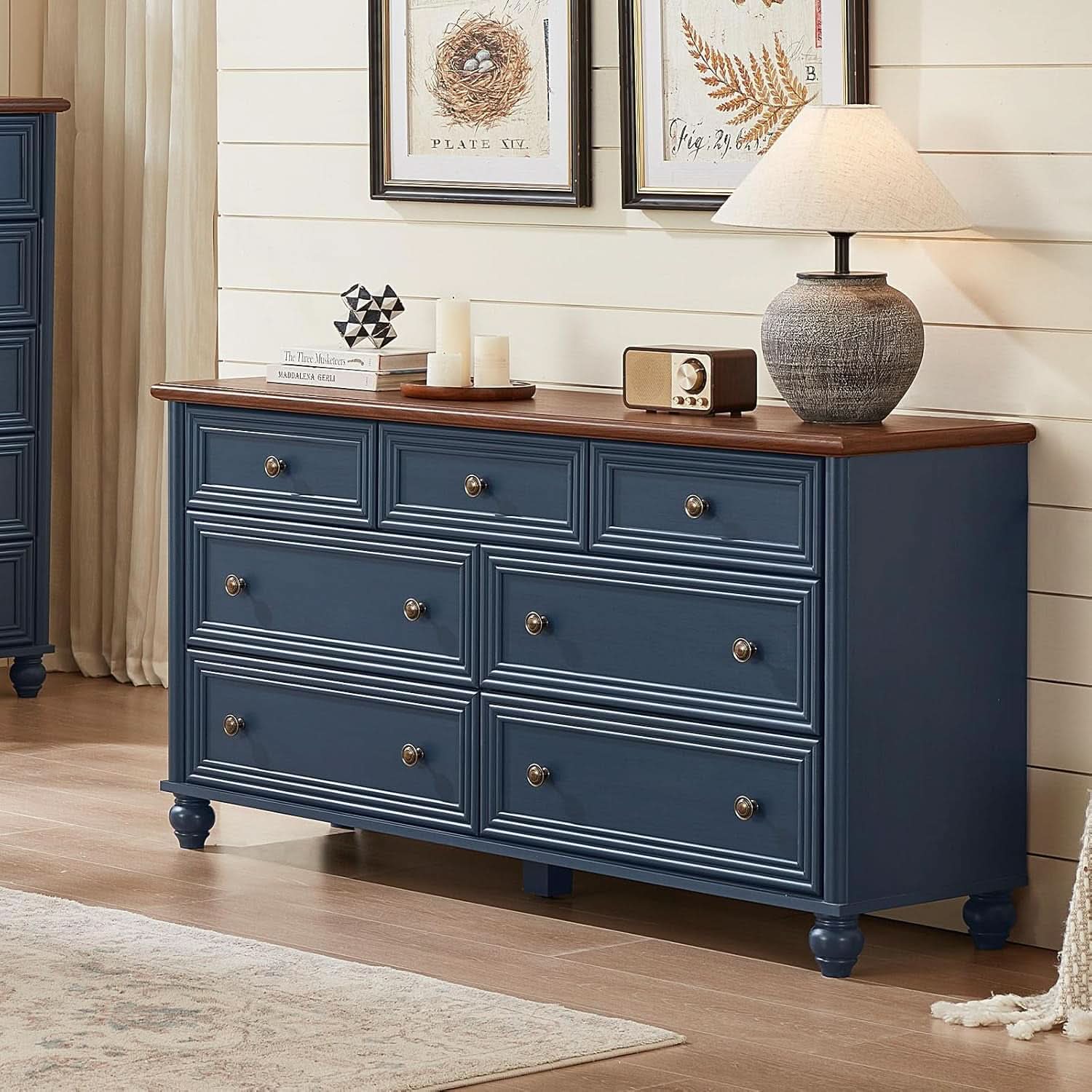 FiftyFourInch Industrial Rustic Oakwood Dresser With Drawers