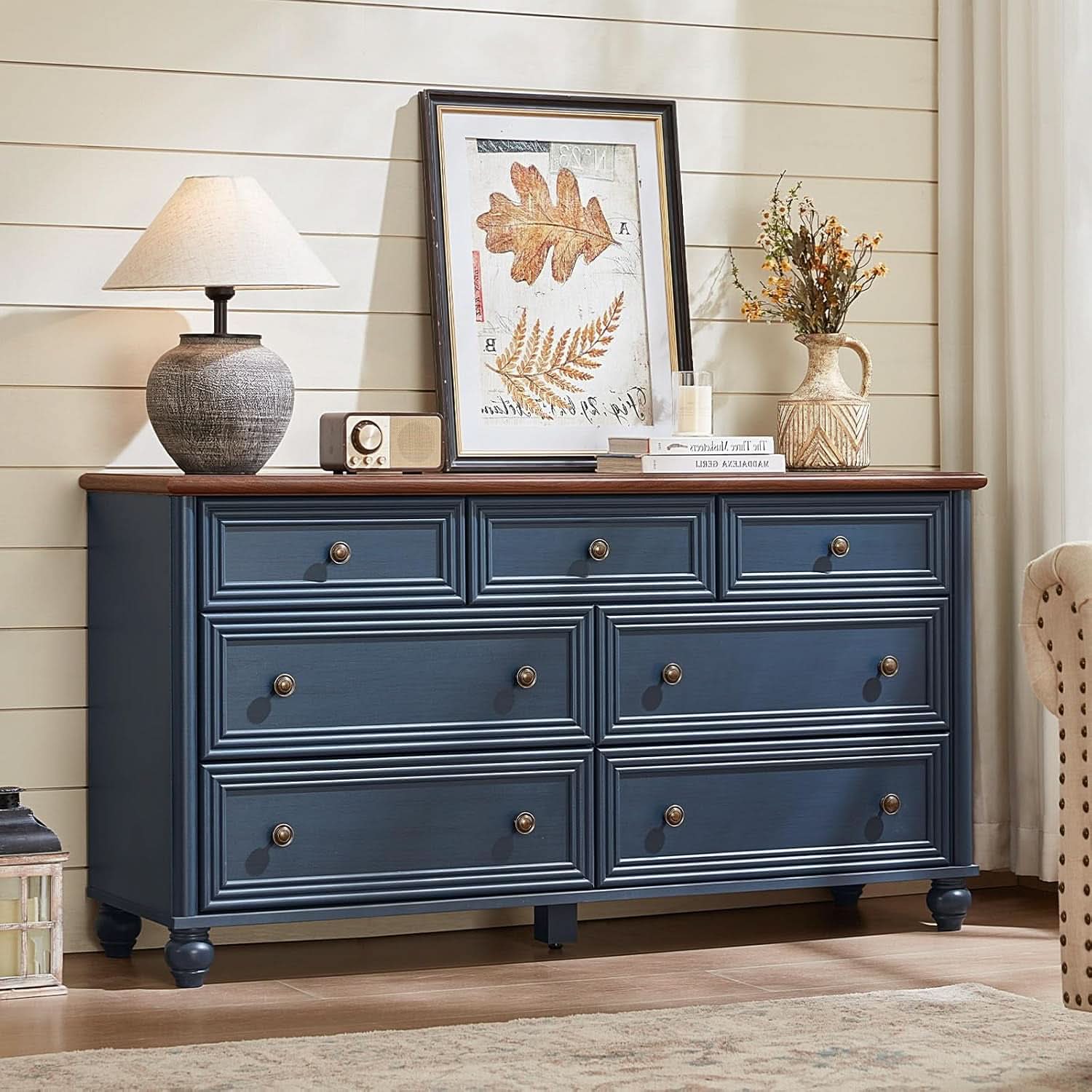 FiftyFourInch Industrial Rustic Oakwood Dresser With Drawers