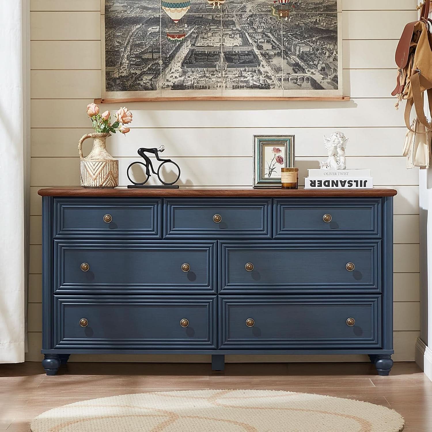FiftyFourInch Industrial Rustic Oakwood Dresser With Drawers