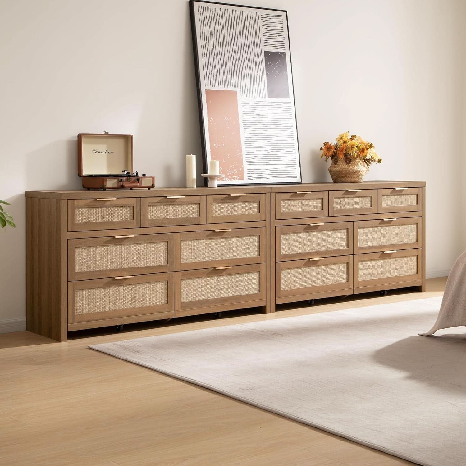 FiftySevenInch Boho Dresser Reclaimed CaramelOak Finish
