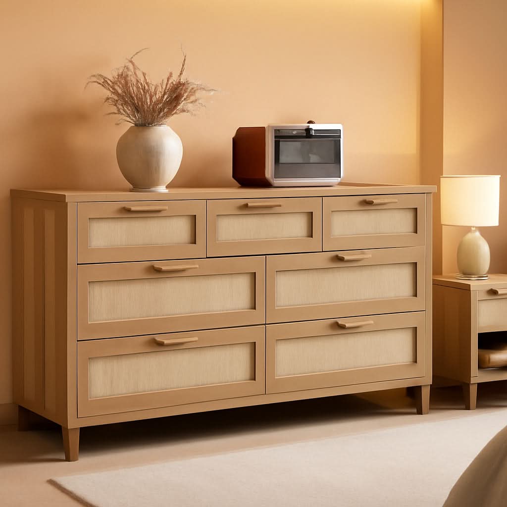 FiftySevenInch Boho Dresser Reclaimed CaramelOak Finish