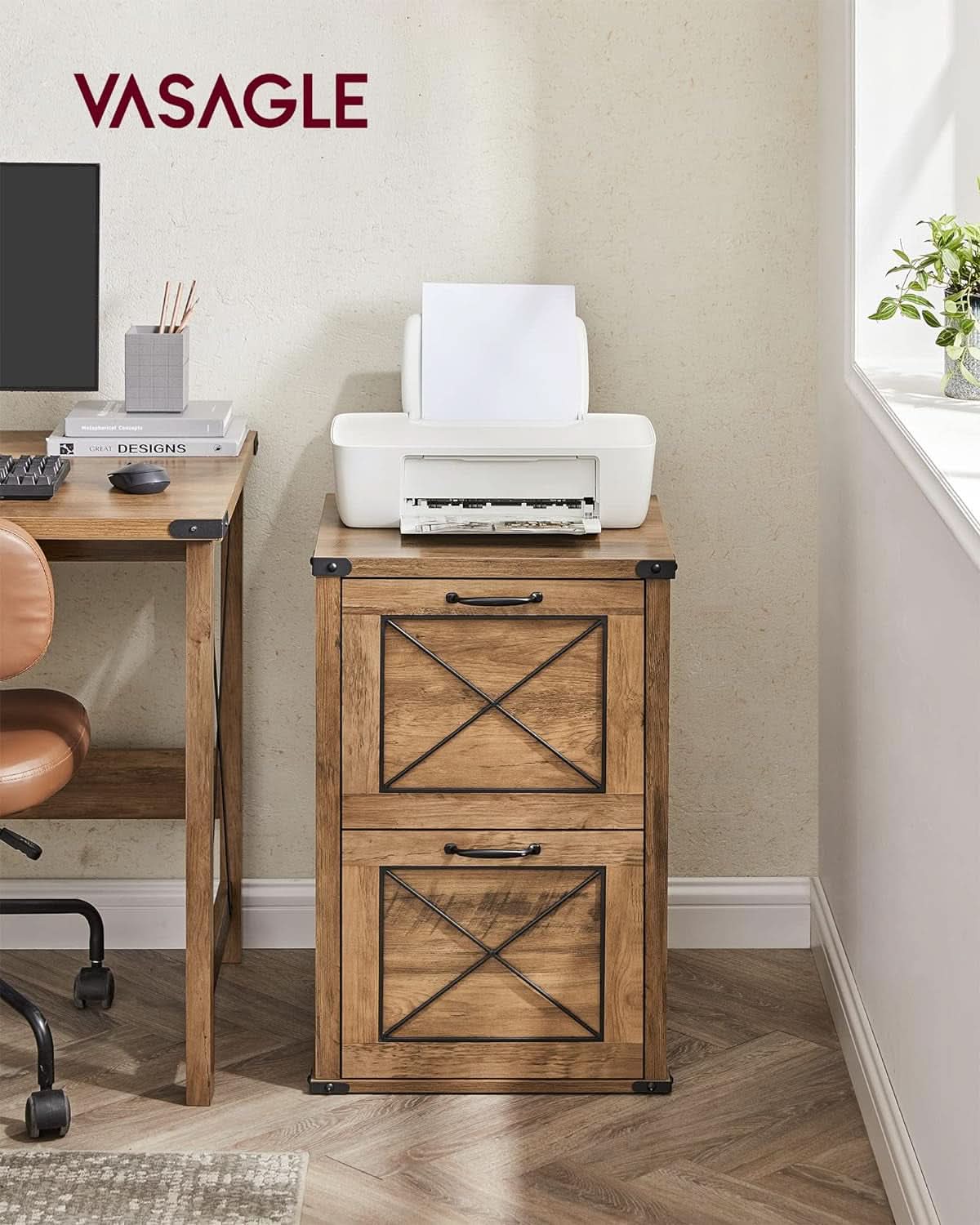 File Cabinet With 2 File Drawers Fits A4 Letter Size Home Office