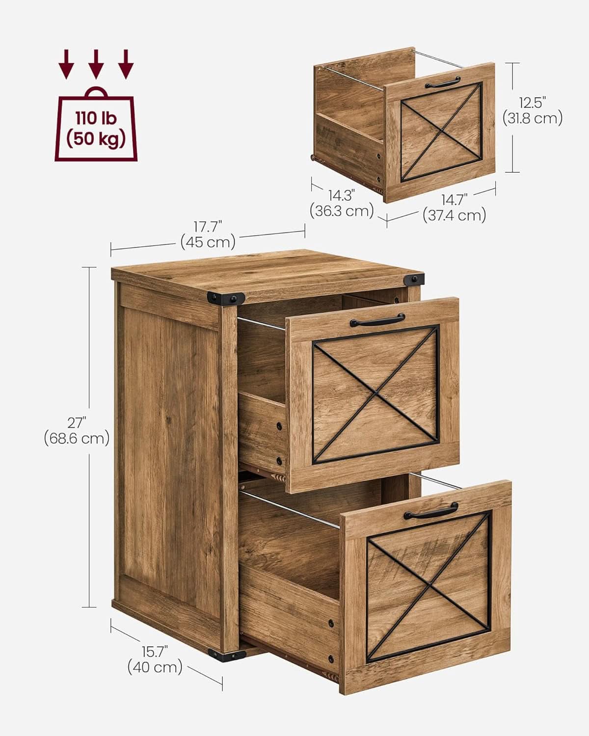 File Cabinet With 2 File Drawers Fits A4 Letter Size Home Office
