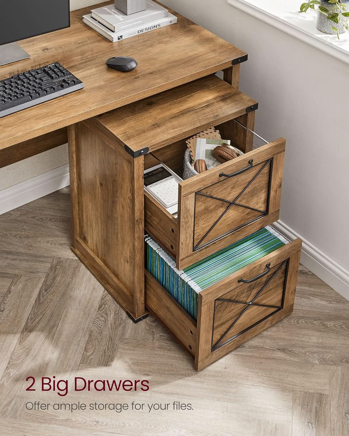 File Cabinet With 2 File Drawers Fits A4 Letter Size Home Office
