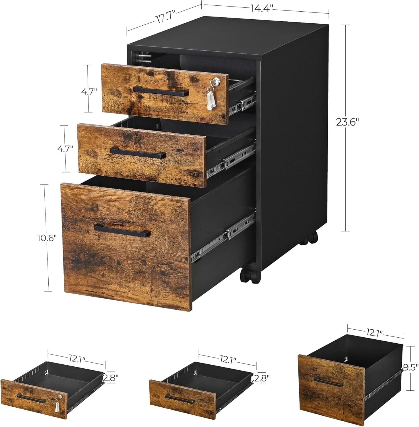 File Cabinet With Lock Rustic Brown And Black Preassembled