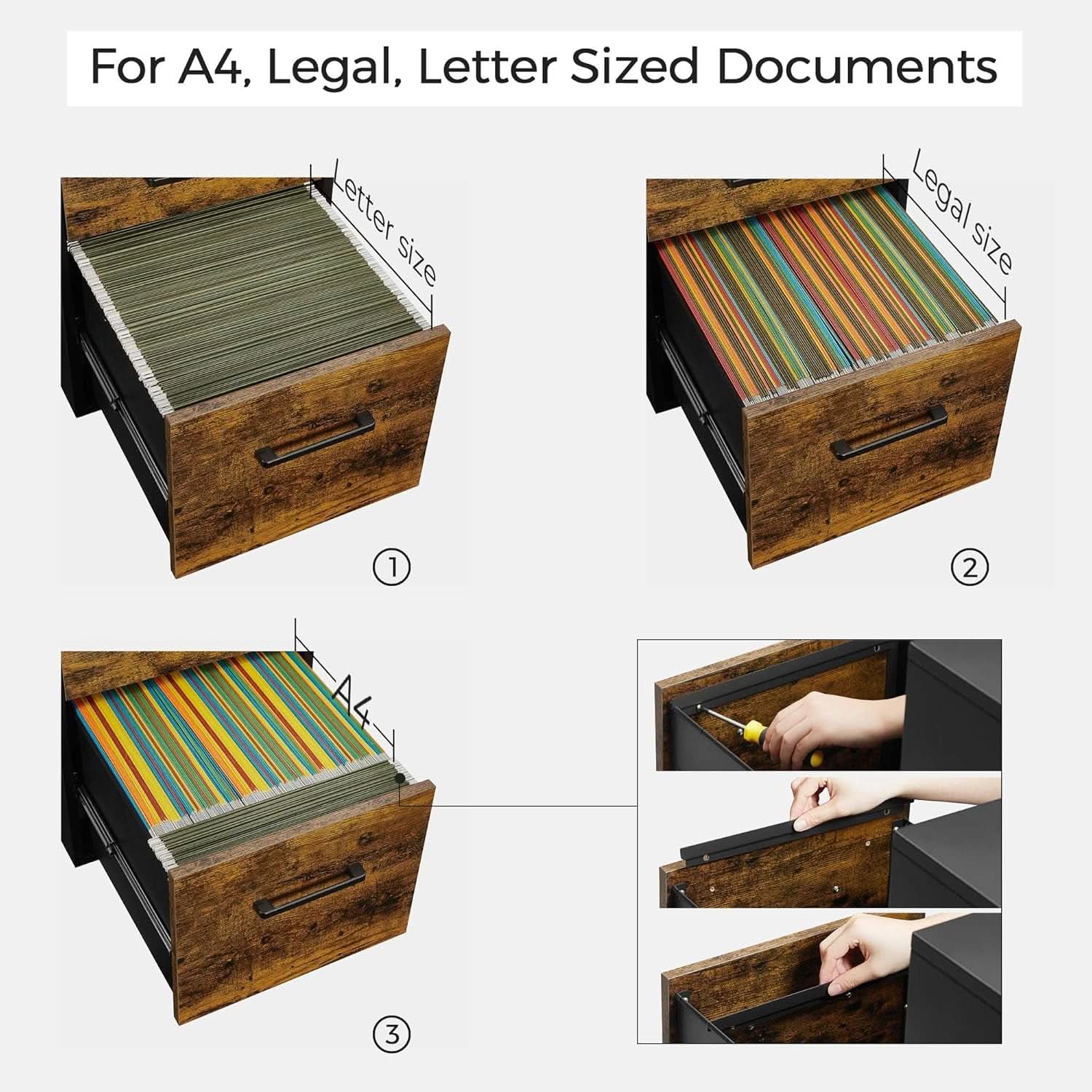 File Cabinet With Lock Rustic Brown And Black Preassembled