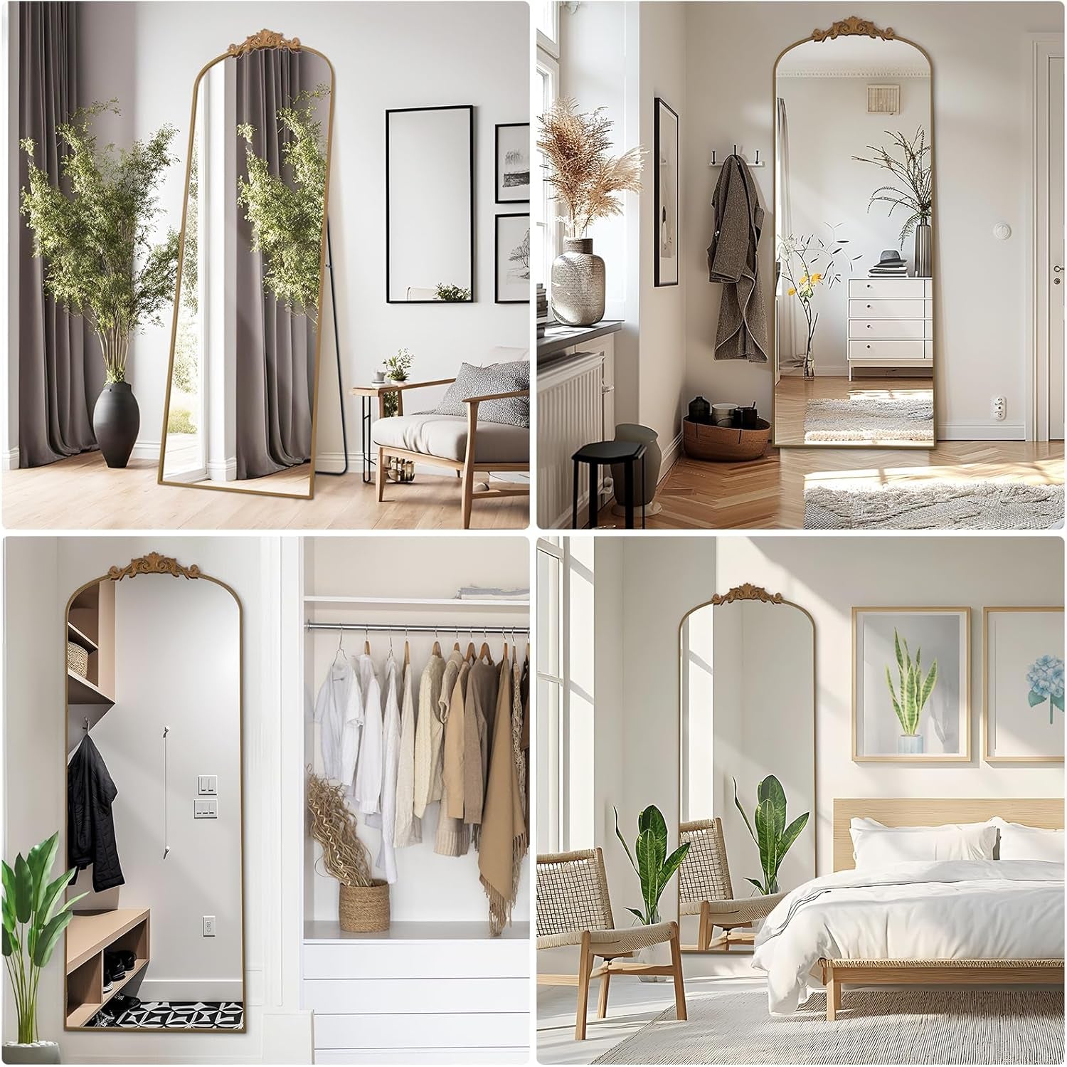 Filigree Floor Mirror 71x30 Gold Frame Full Length