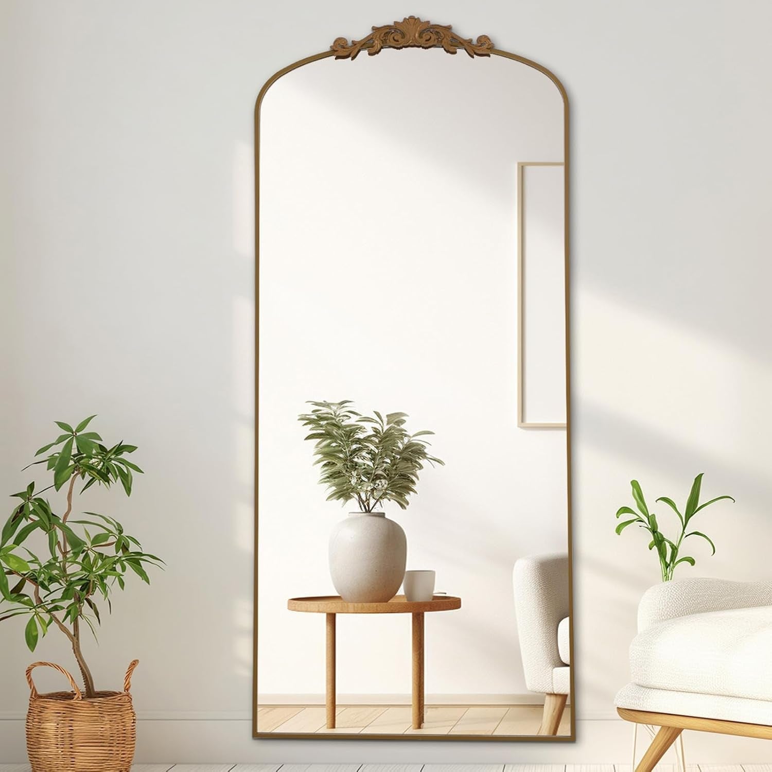 Filigree Floor Mirror 71x30 Gold Frame Full Length