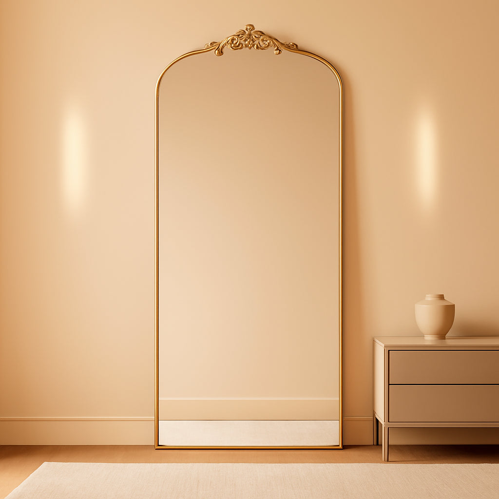 Filigree Floor Mirror 71x30 Gold Frame Full Length