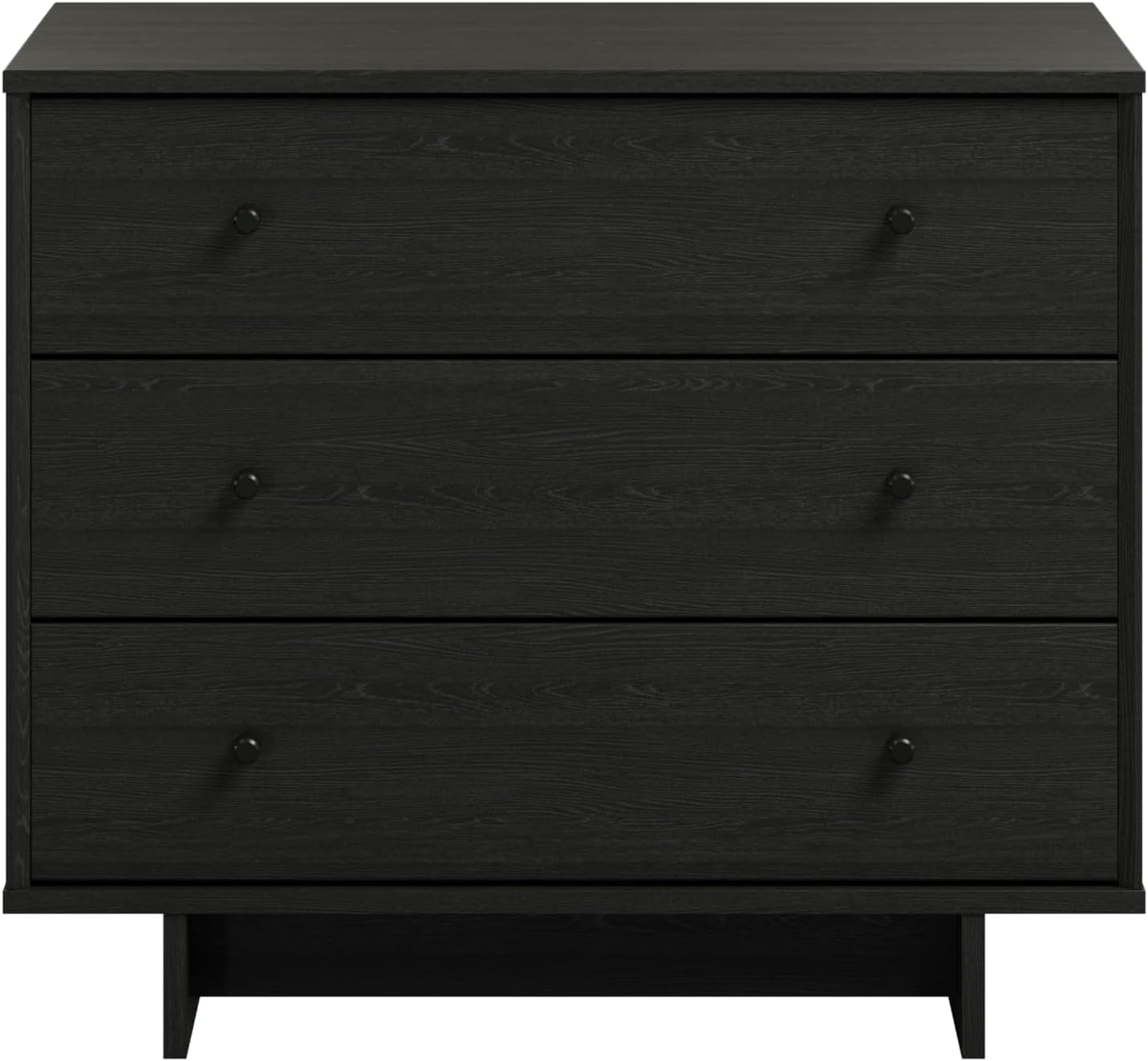 Finnley Black Oak 3 Drawer Nightstand Extra Wide Storage