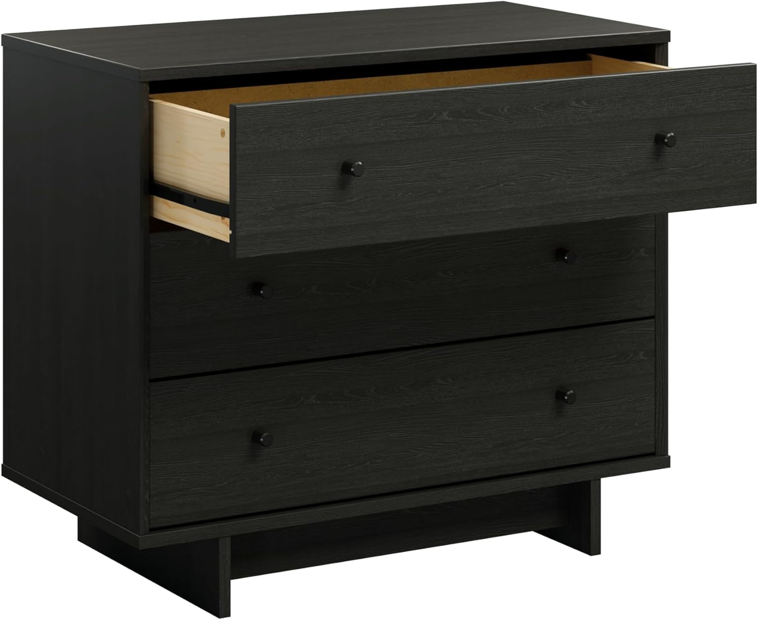 Finnley Black Oak 3 Drawer Nightstand Extra Wide Storage