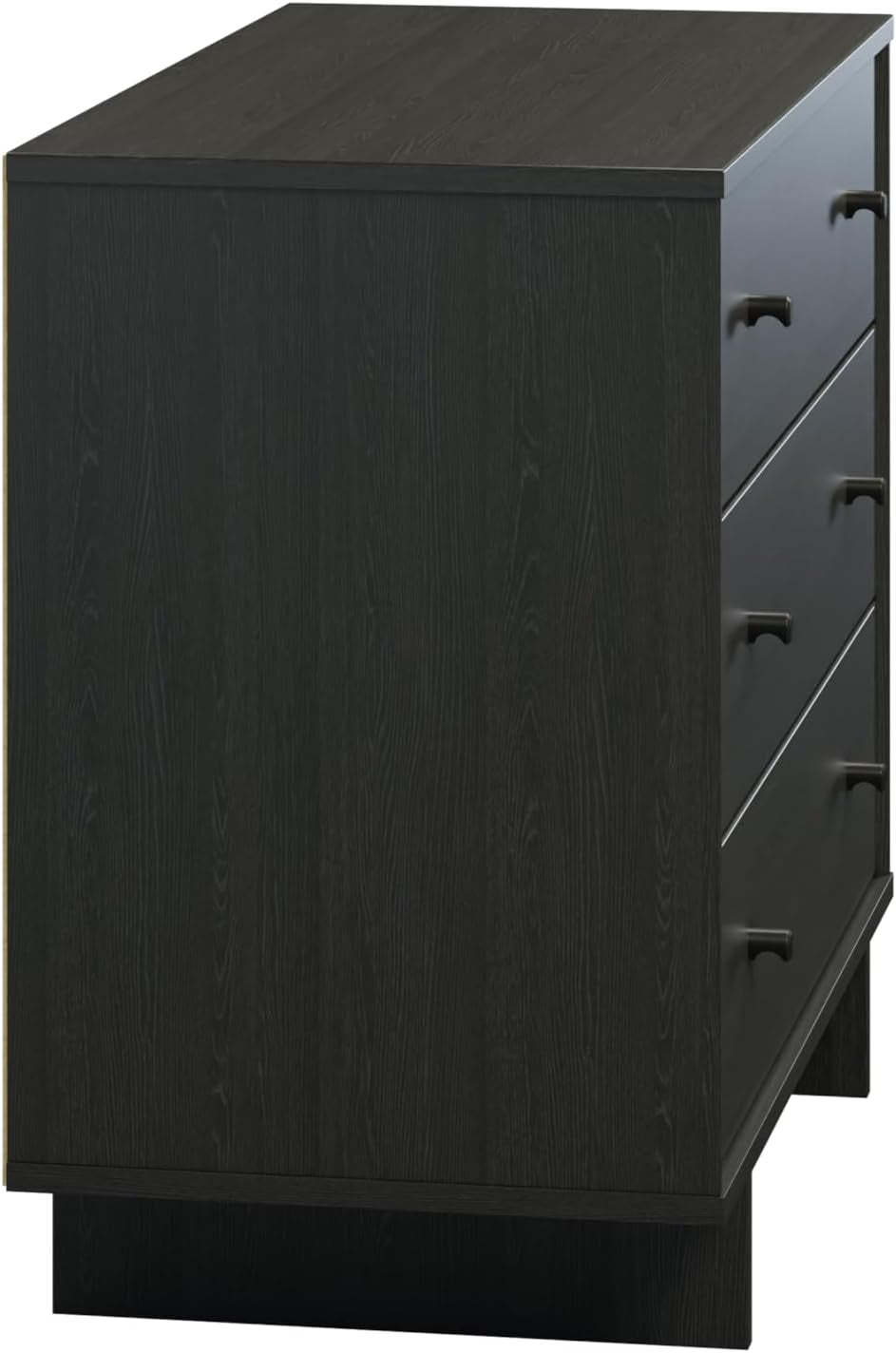 Finnley Black Oak 3 Drawer Nightstand Extra Wide Storage