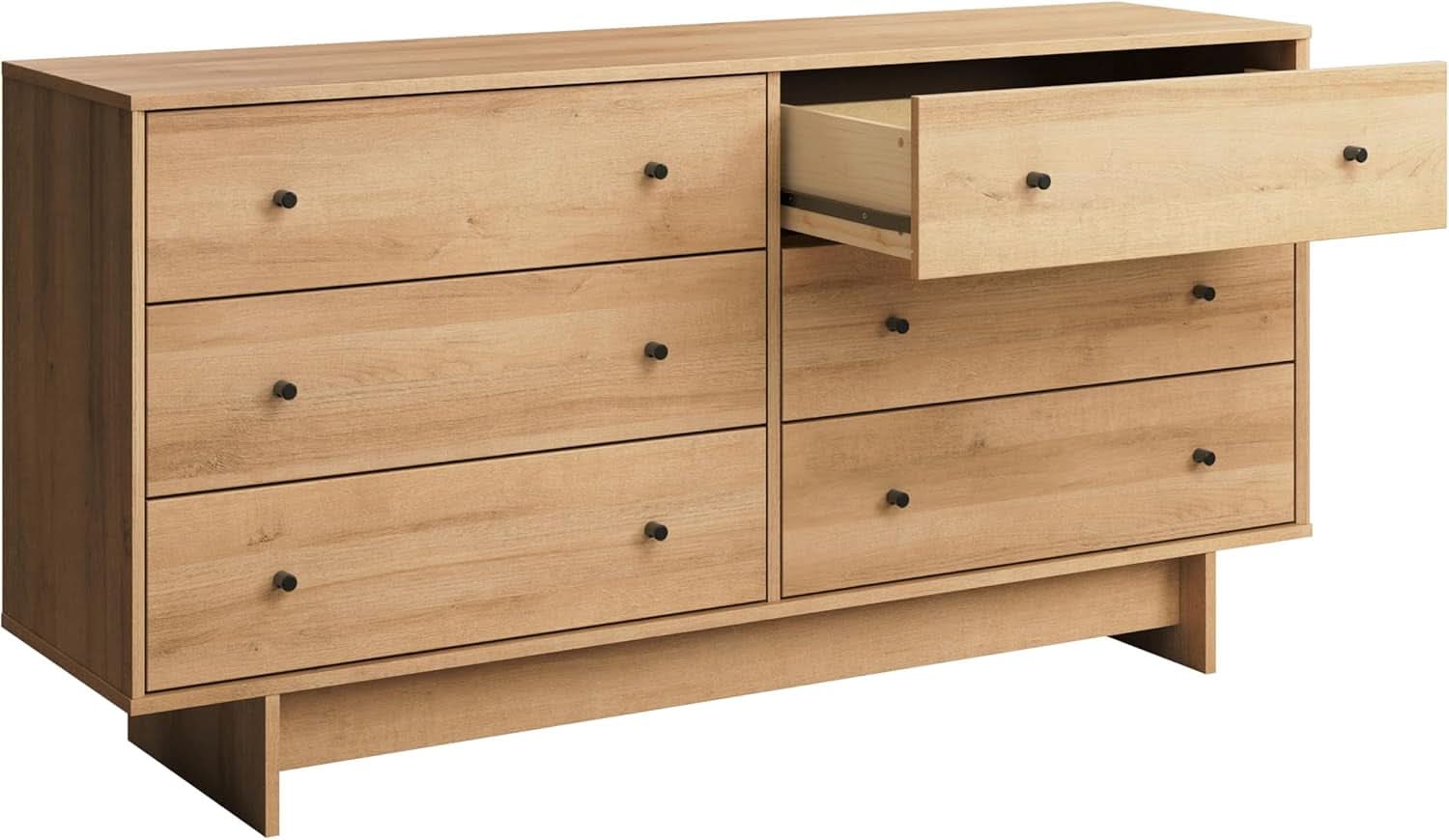 Finnley Natural Oak Six Drawer Dresser Oak Veneer Finish