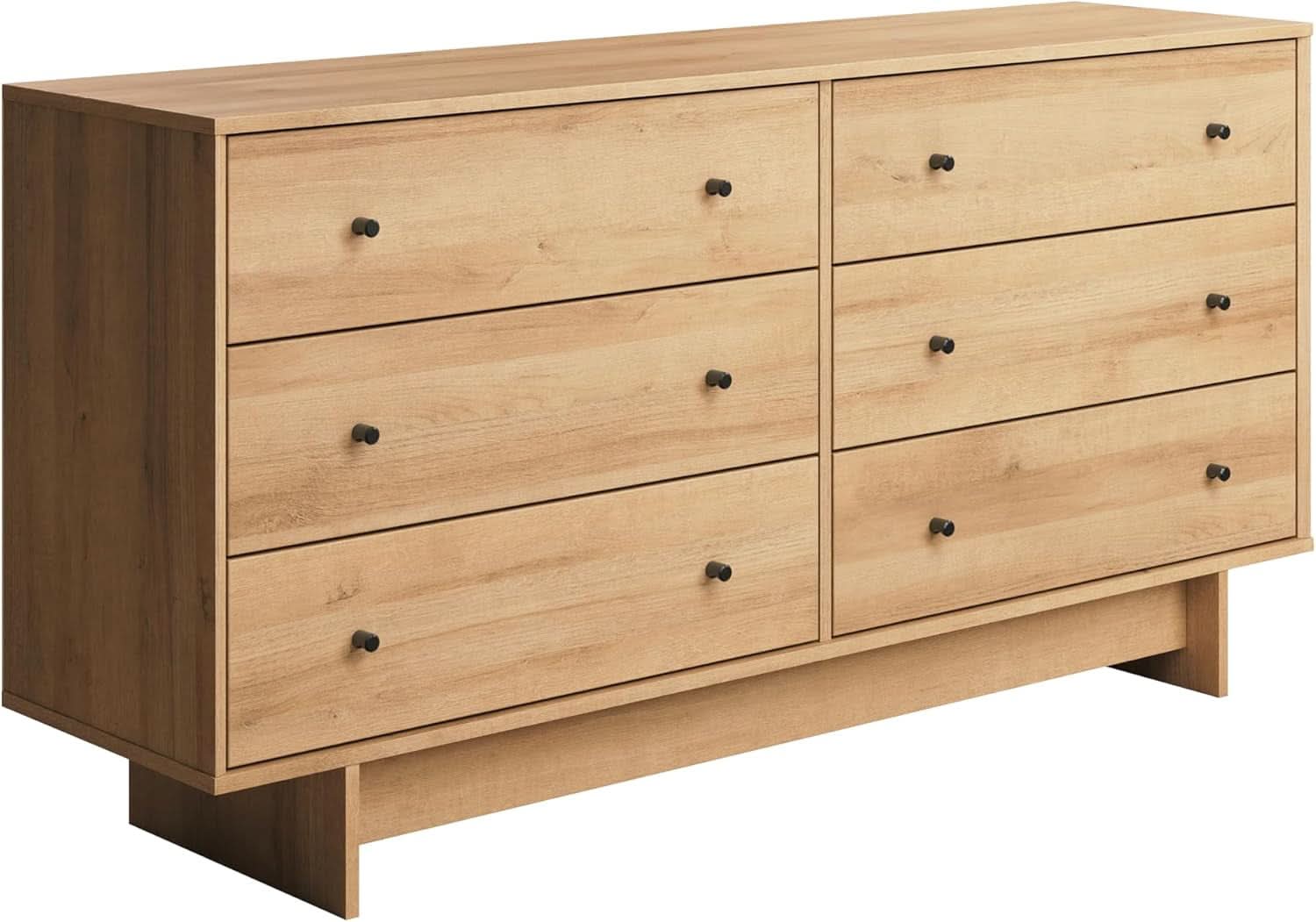 Finnley Natural Oak Six Drawer Dresser Oak Veneer Finish