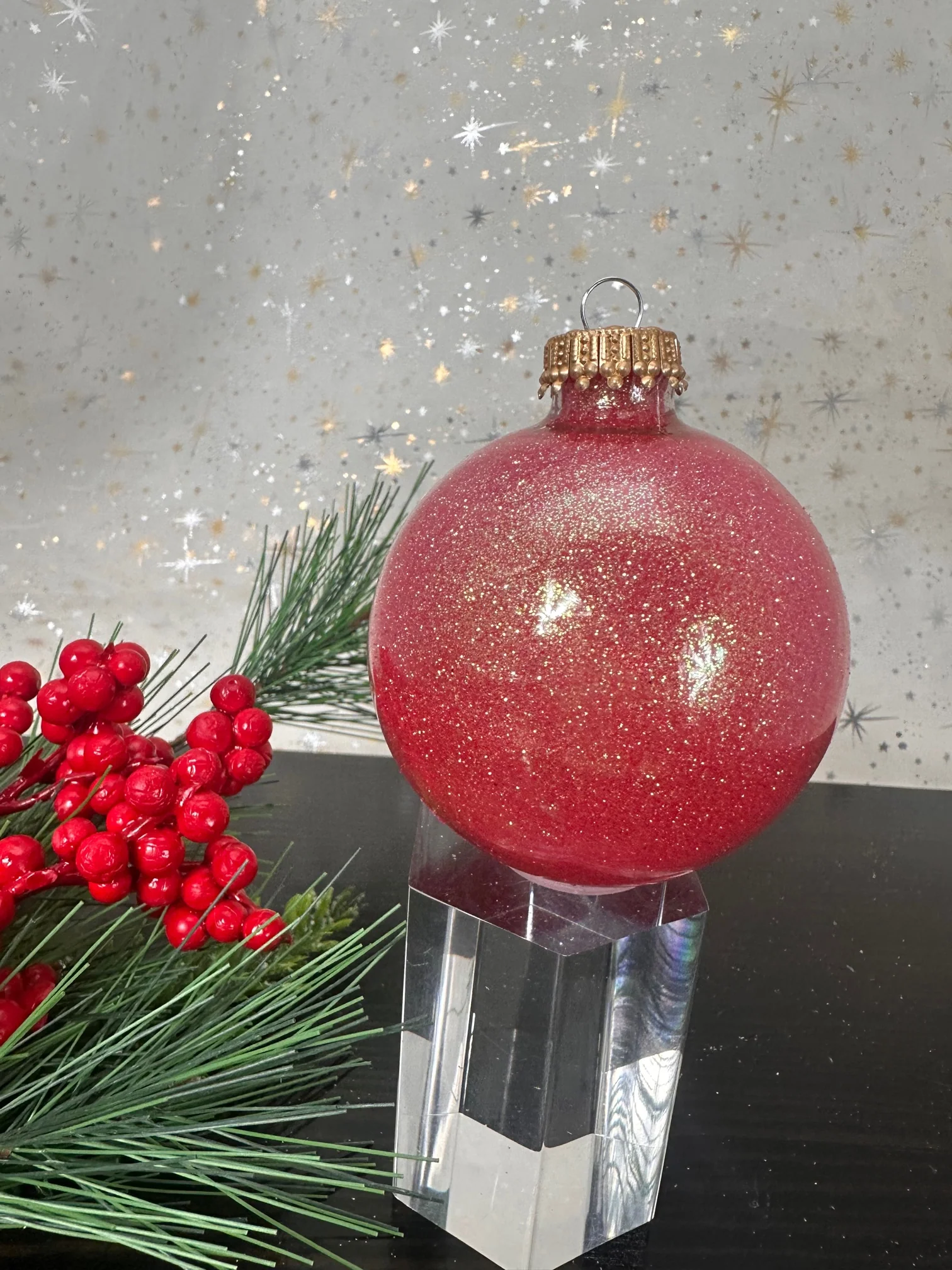 Fire Sparkle 2 5/8" (67mm) Glass Ball Ornaments - Set of 6