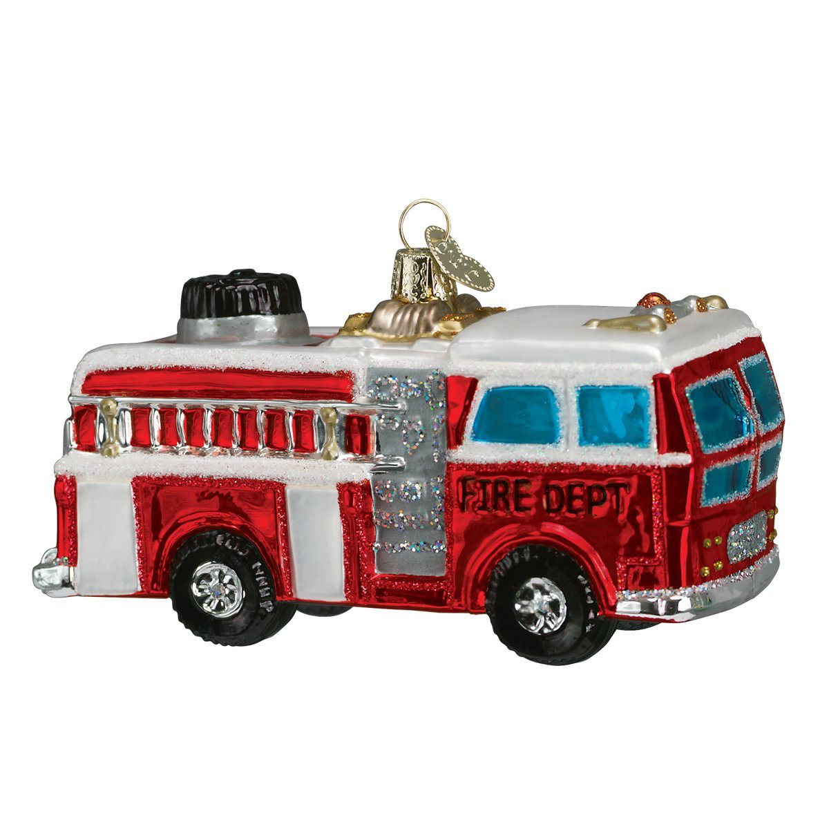 Fire Truck Glass Ornament