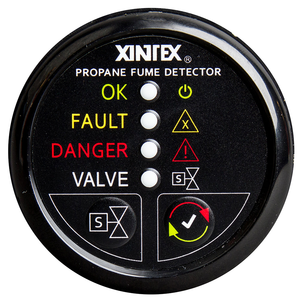 Fireboy-Xintex Propane Fume Detector w/Plastic Sensor &amp; Solenoid Valve - Black Bezel