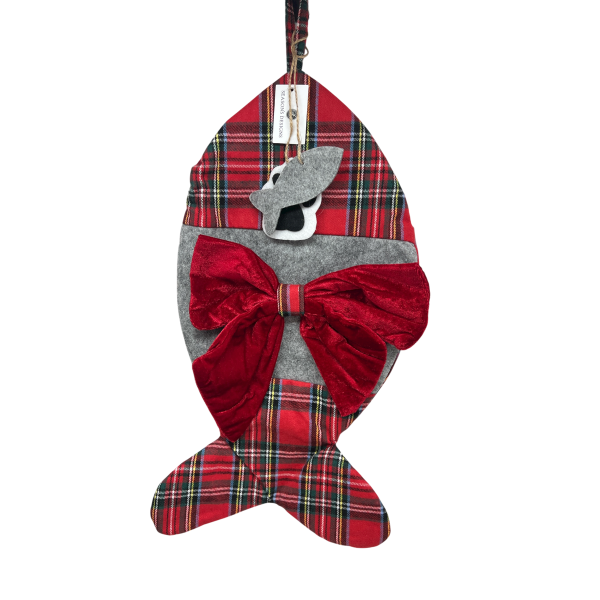 Fish Shaped Plaid Stocking For Pets