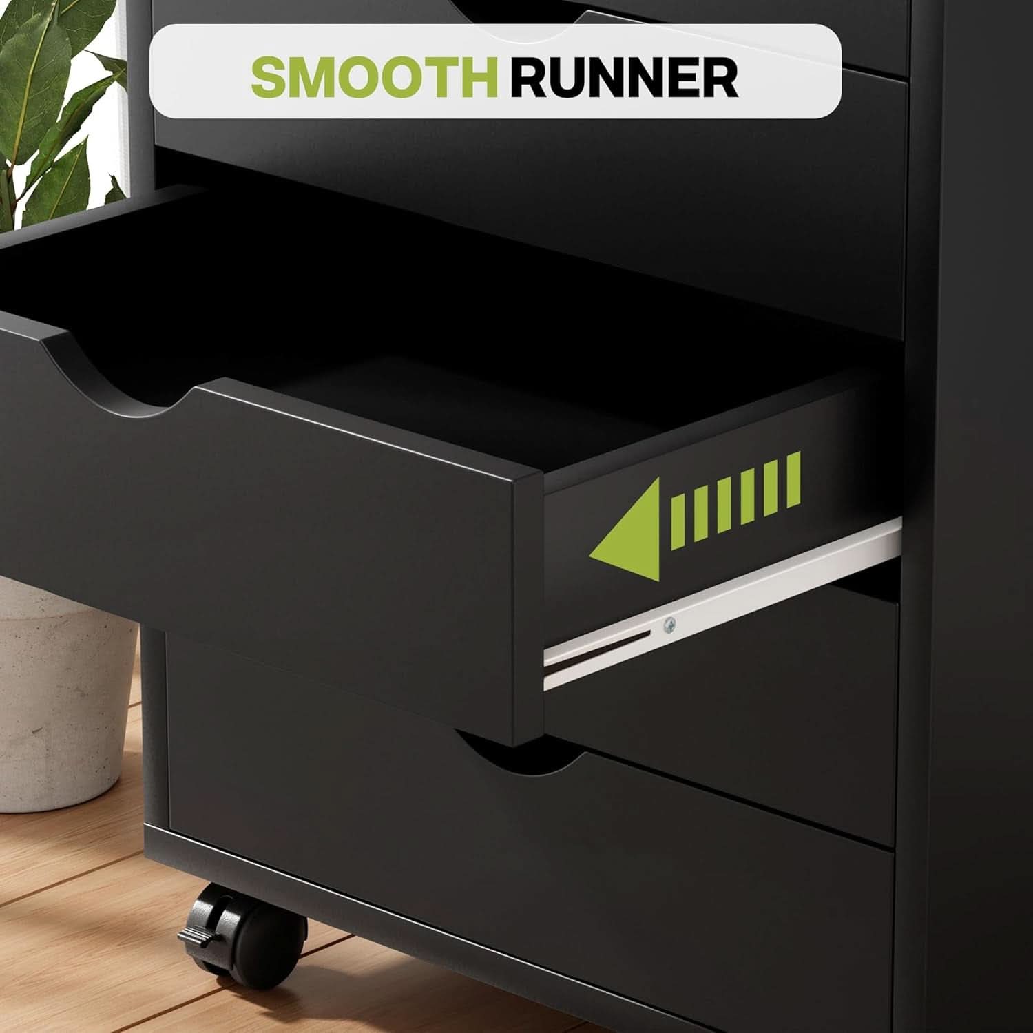 Five Drawer Multifunctional File Cabinet Black Industrial