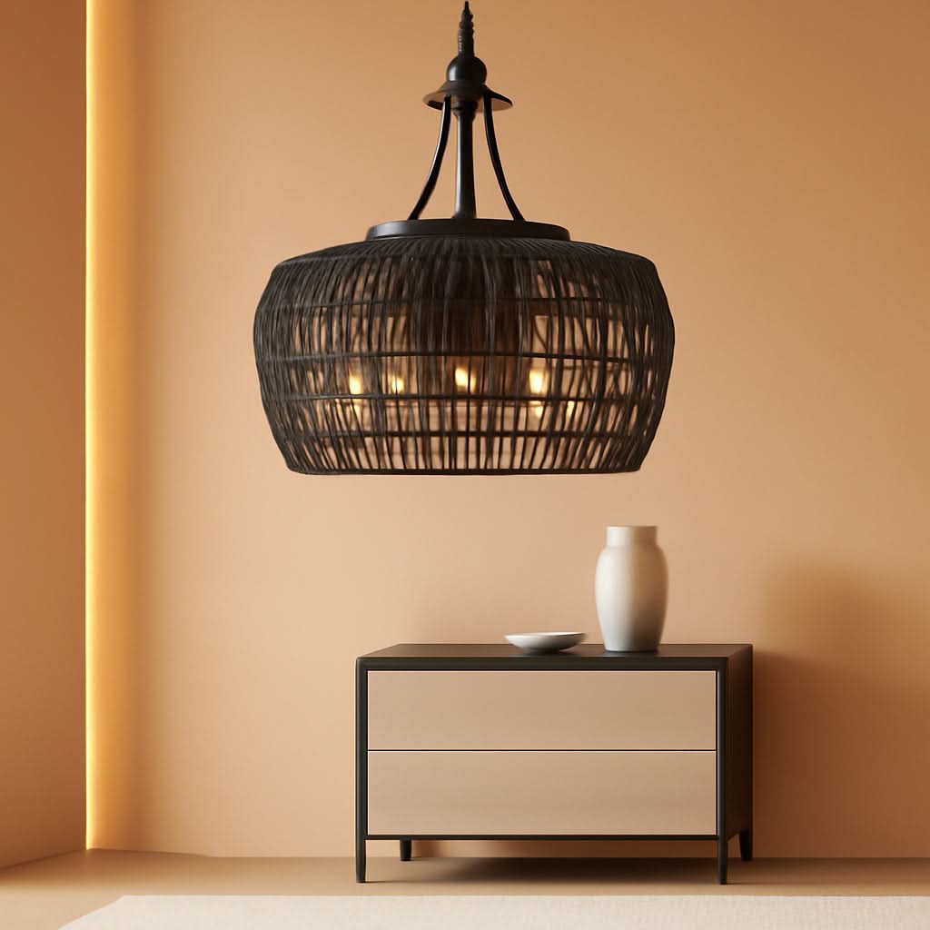Five Light Black Chandelier For Farmhouse Dining Room