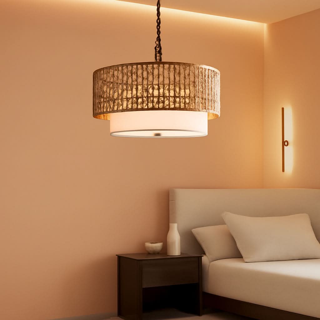 Five Light Rattan Boho Chandelier For Dining Room Area