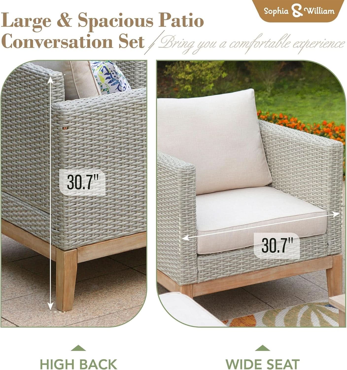 Five Piece All Weather Outdoor Patio Conversation Set